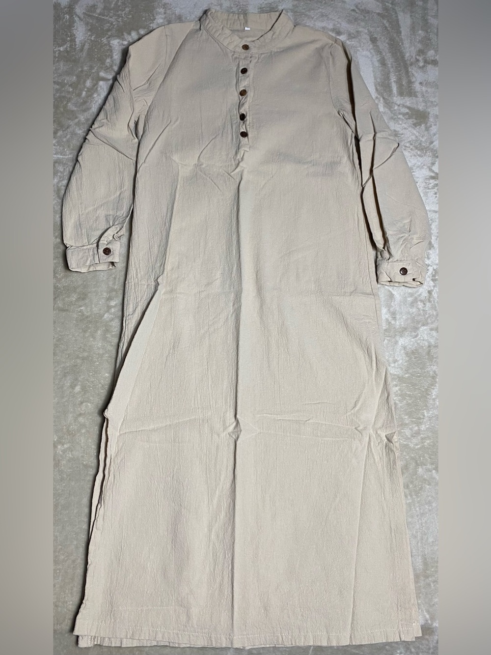 Boys Kurta Size Medium Beige Long Sleeve Button Up